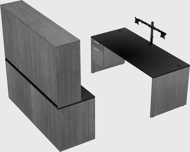 Parallel desk with credenza