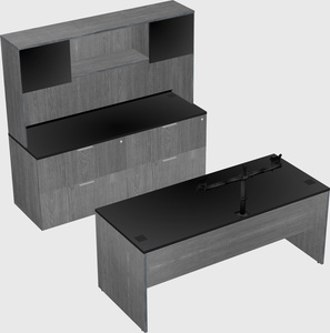 Parallel desk with credenza