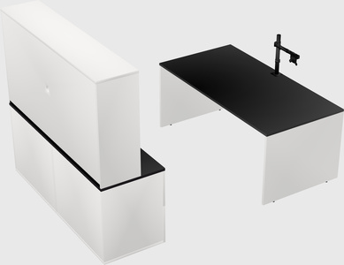 Parallel desk with credenza