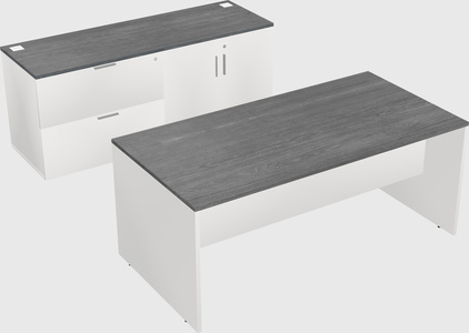 Parallel desk with credenza
