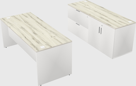 Parallel desk with credenza