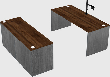 Parallel desk with credenza