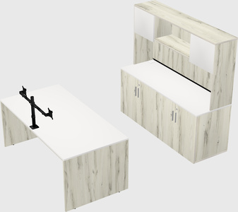 Parallel desk with credenza