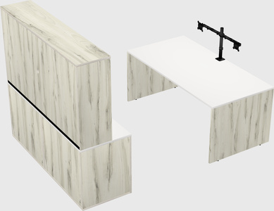 Parallel desk with credenza