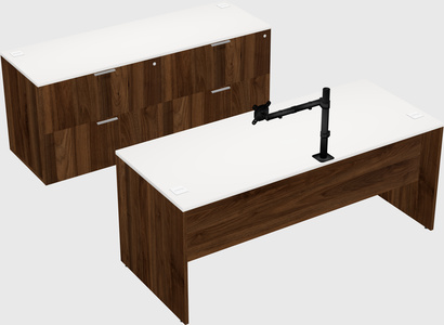 Parallel desk with credenza