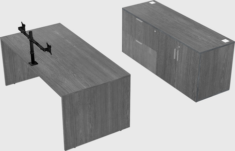 Parallel desk with credenza
