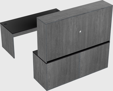 Parallel desk with credenza