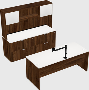 Parallel desk with credenza