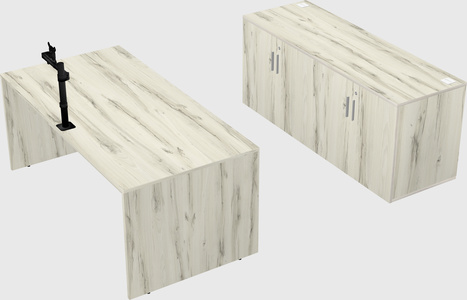 Parallel desk with credenza