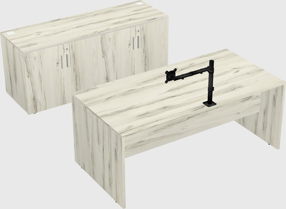Parallel desk with credenza
