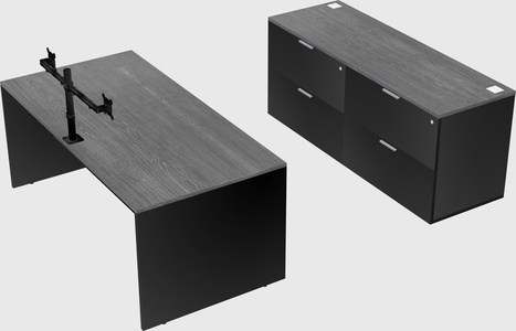 Parallel desk with credenza