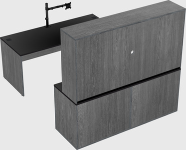 Bureau parallèle avec crédence