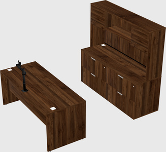 Parallel desk with credenza