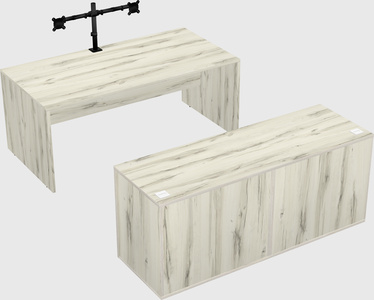 Parallel desk with credenza