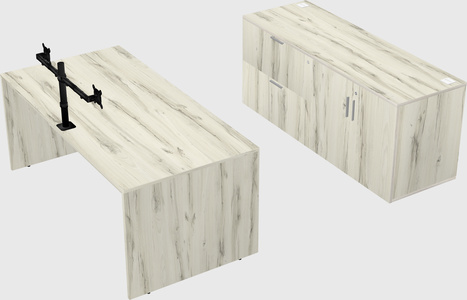 Parallel desk with credenza