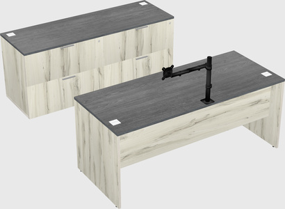 Parallel desk with credenza