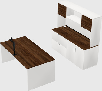 Parallel desk with credenza