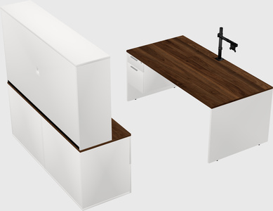 Parallel desk with credenza
