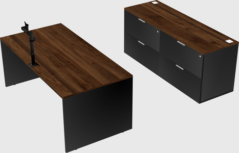 Parallel desk with credenza
