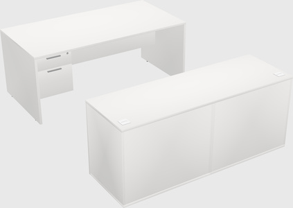 Parallel desk with credenza
