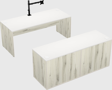 Parallel desk with credenza