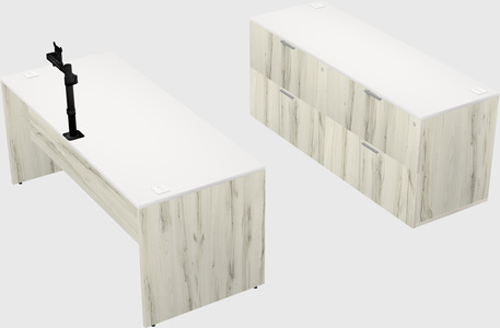 Parallel desk with credenza