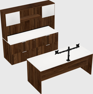 Parallel desk with credenza