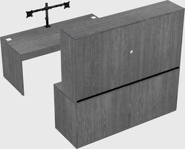 Parallel desk with credenza