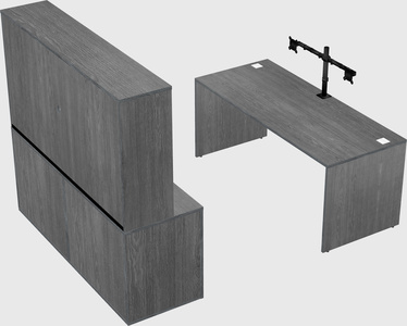 Parallel desk with credenza