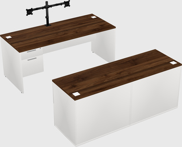 Parallel desk with credenza