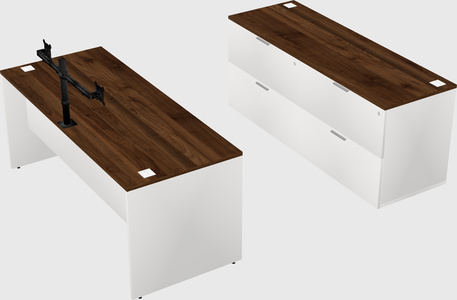 Parallel desk with credenza