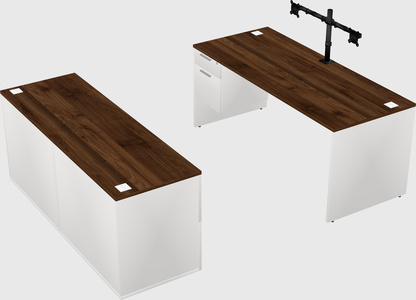 Parallel desk with credenza