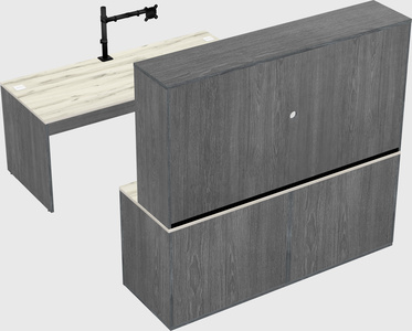 Parallel desk with credenza