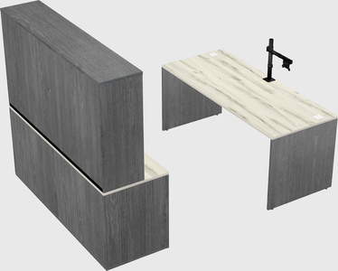 Parallel desk with credenza