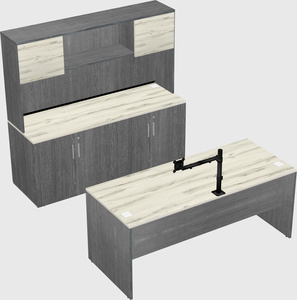 Parallel desk with credenza