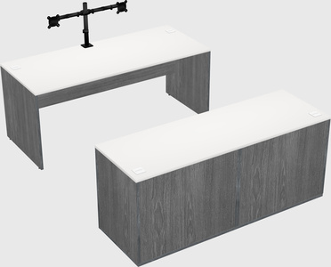 Parallel desk with credenza