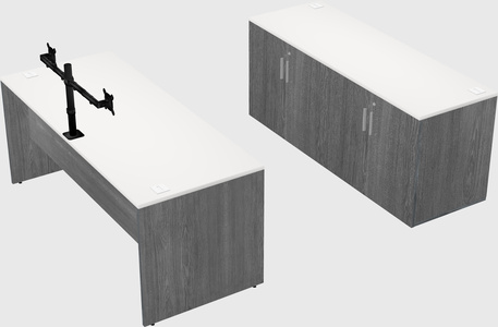 Parallel desk with credenza