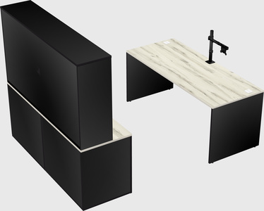 Parallel desk with credenza