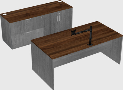 Parallel desk with credenza