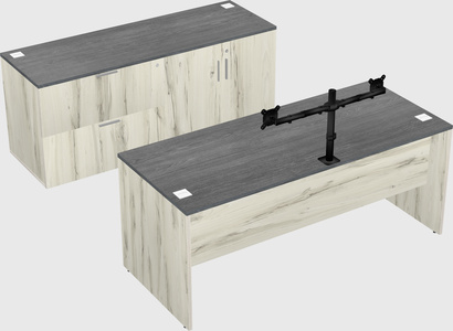 Parallel desk with credenza