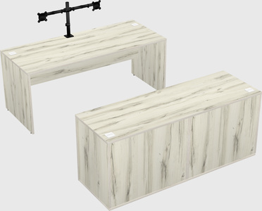 Parallel desk with credenza