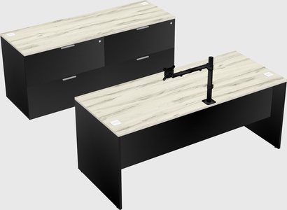 Parallel desk with credenza