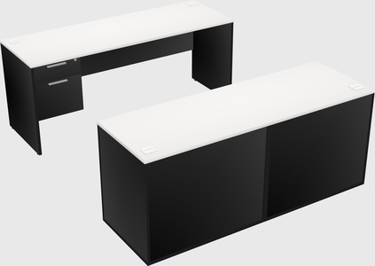 Parallel desk with credenza