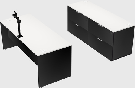 Parallel desk with credenza