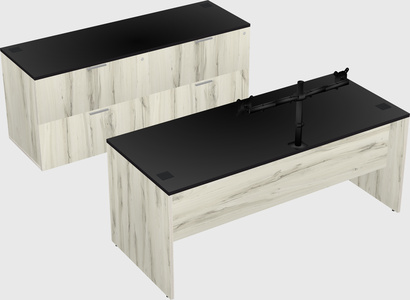 Parallel desk with credenza