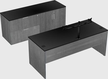 Bureau parallèle avec crédence