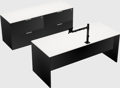 Parallel desk with credenza