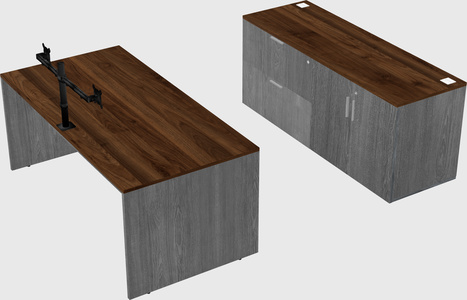Parallel desk with credenza