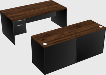 Parallel desk with credenza