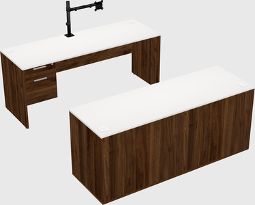 Parallel desk with credenza